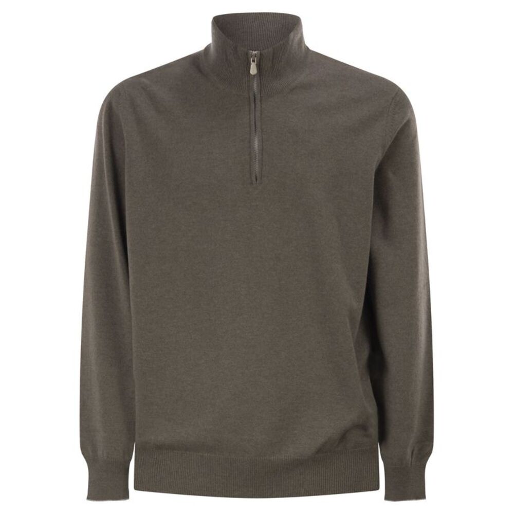 Brunello Cucinelli Men Cashmere Turtleneck Sweater With Zipper